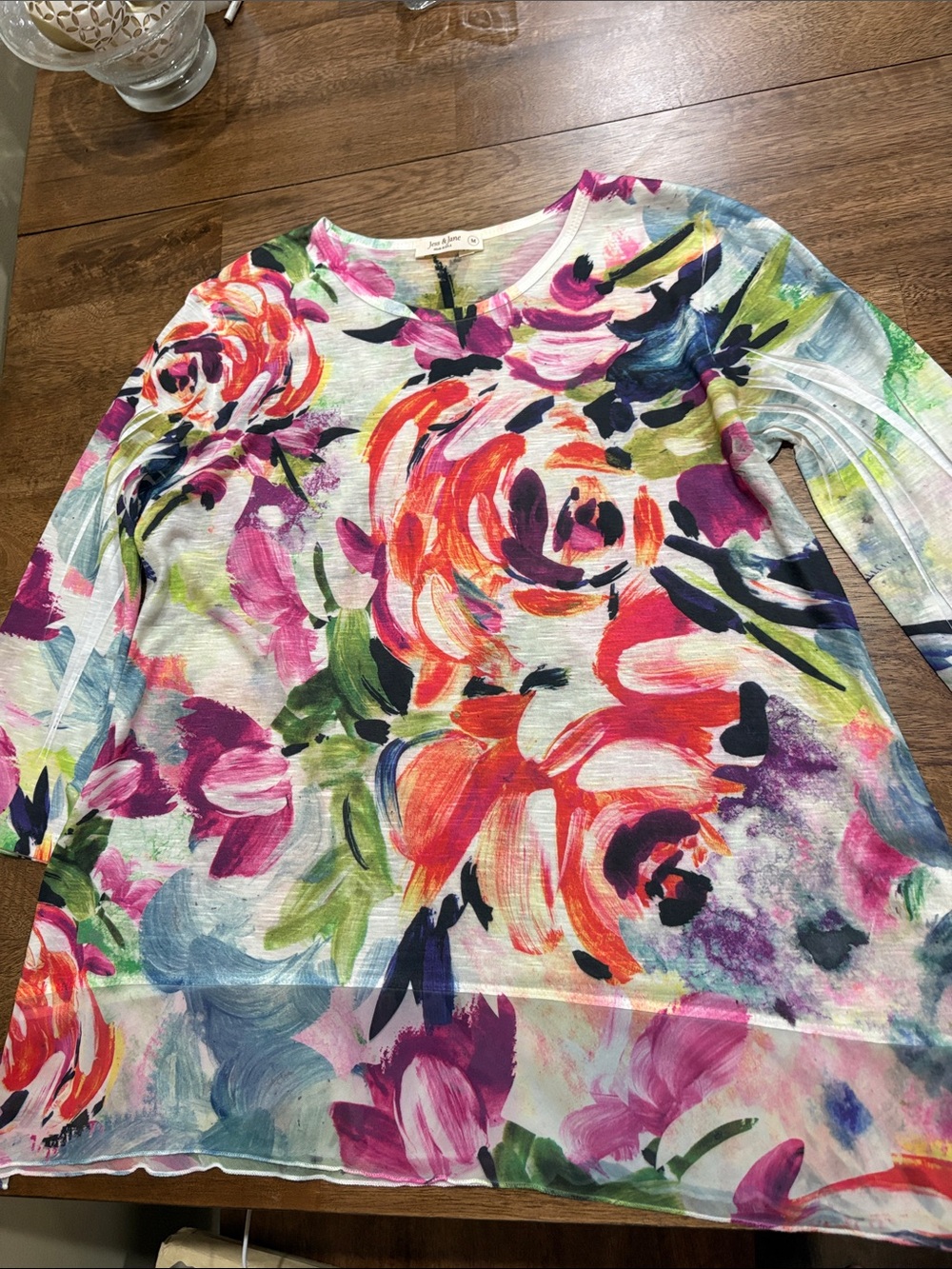 Jess & Jane Abstract Art Print Top | Size M | Made in USA
